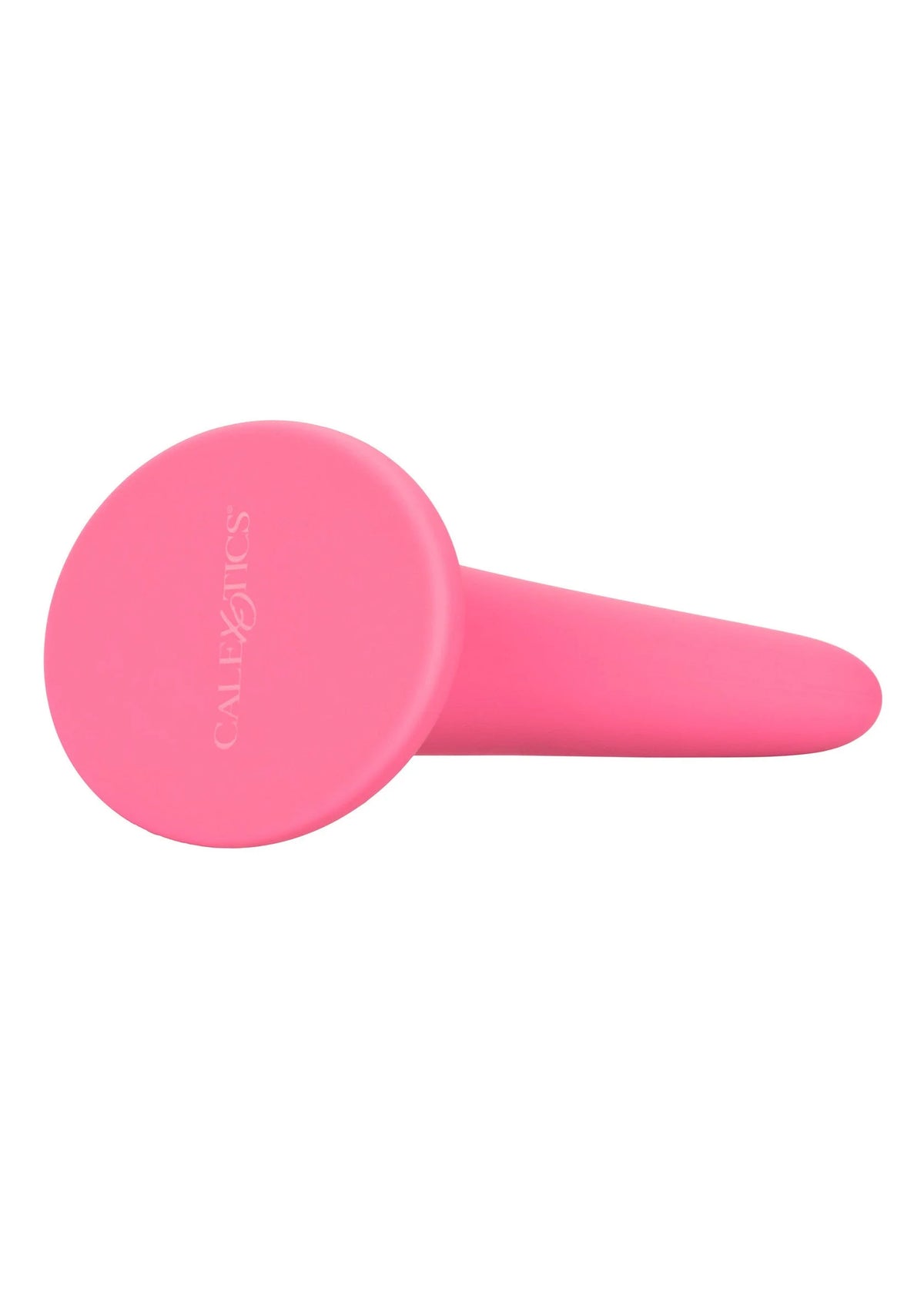 Roze draagbare vaginale dilator, ronde schijf met ingegraveerde tekst en steel