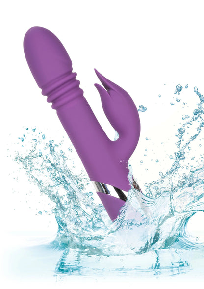 Paarse vibrator met waterdruppels, open boogvormig opzetstuk