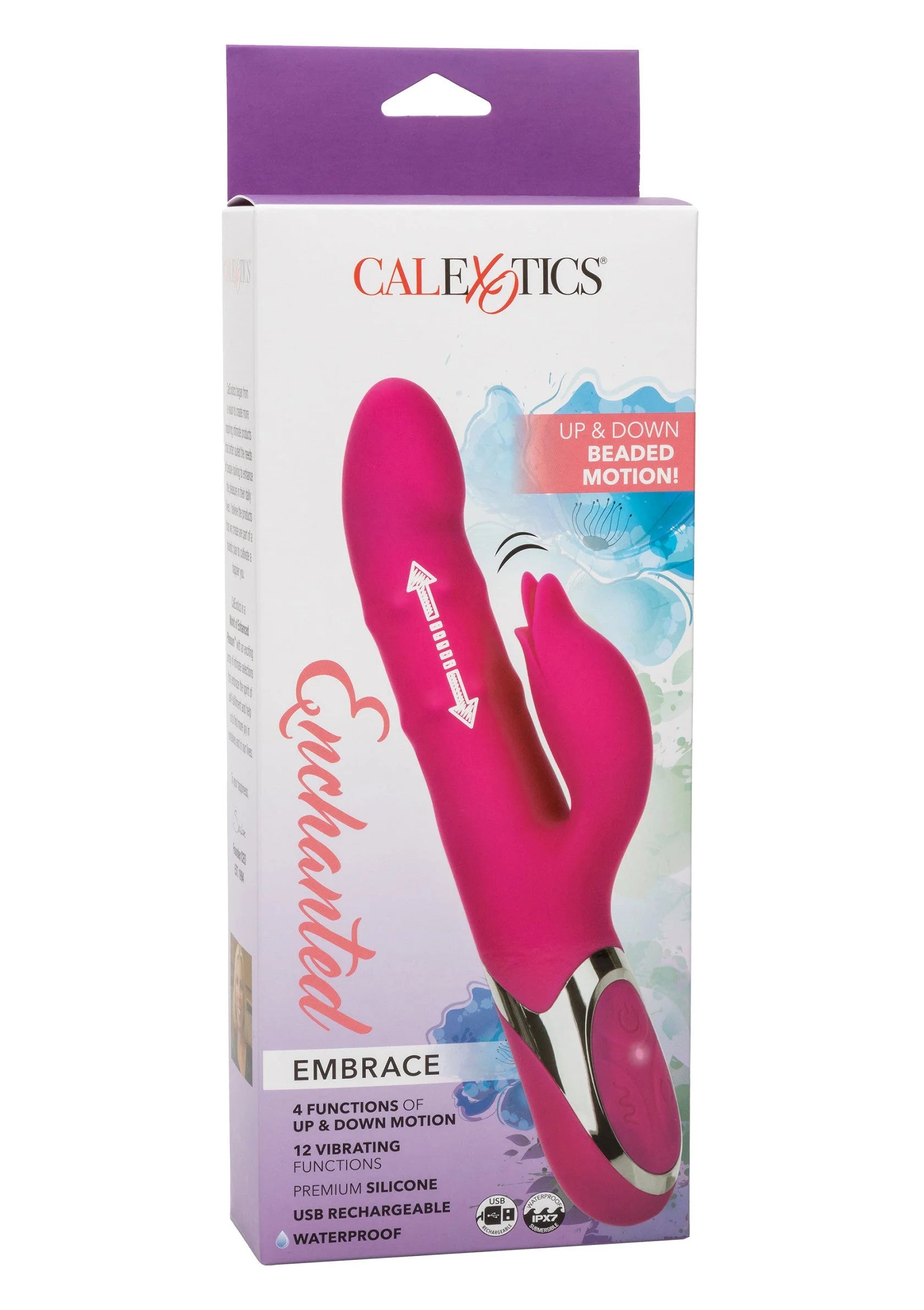 Doos van CALExotics met roze vibrator met twee vibrerende onderdelen