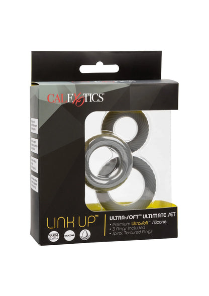 Verpakking van CalExotics Link Up cockring set met twee ringen