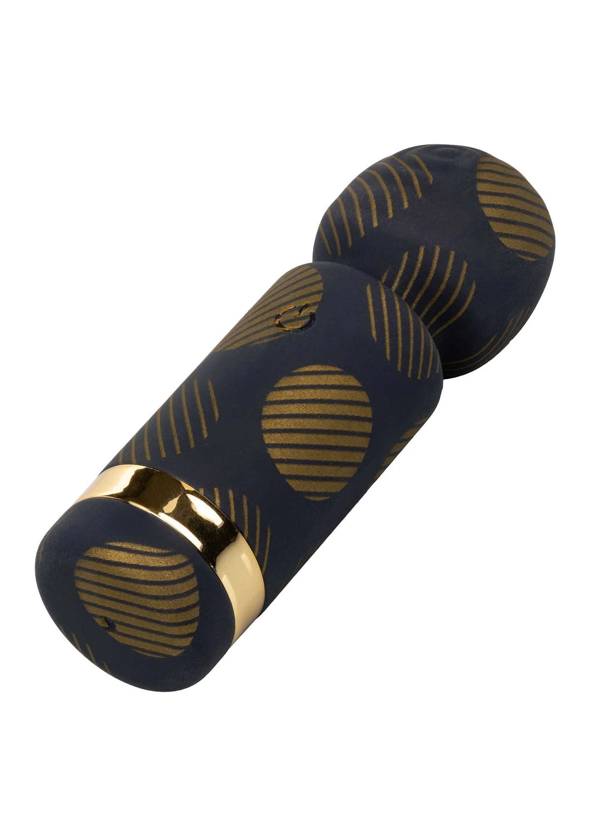 Close-up vibrerende wand: zwart met gouden patroon en glanzende gouden ring