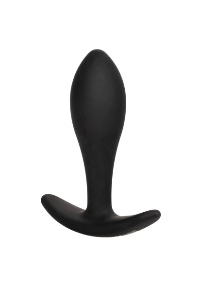 Zwarte traandruppel-plug met brede voet en slanke, taps toelopende vorm