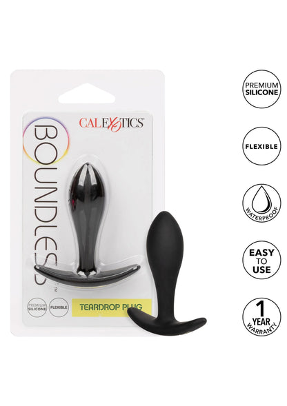 Zwarte teardrop plug in blisterverpakking met brede voet en korte handgreep