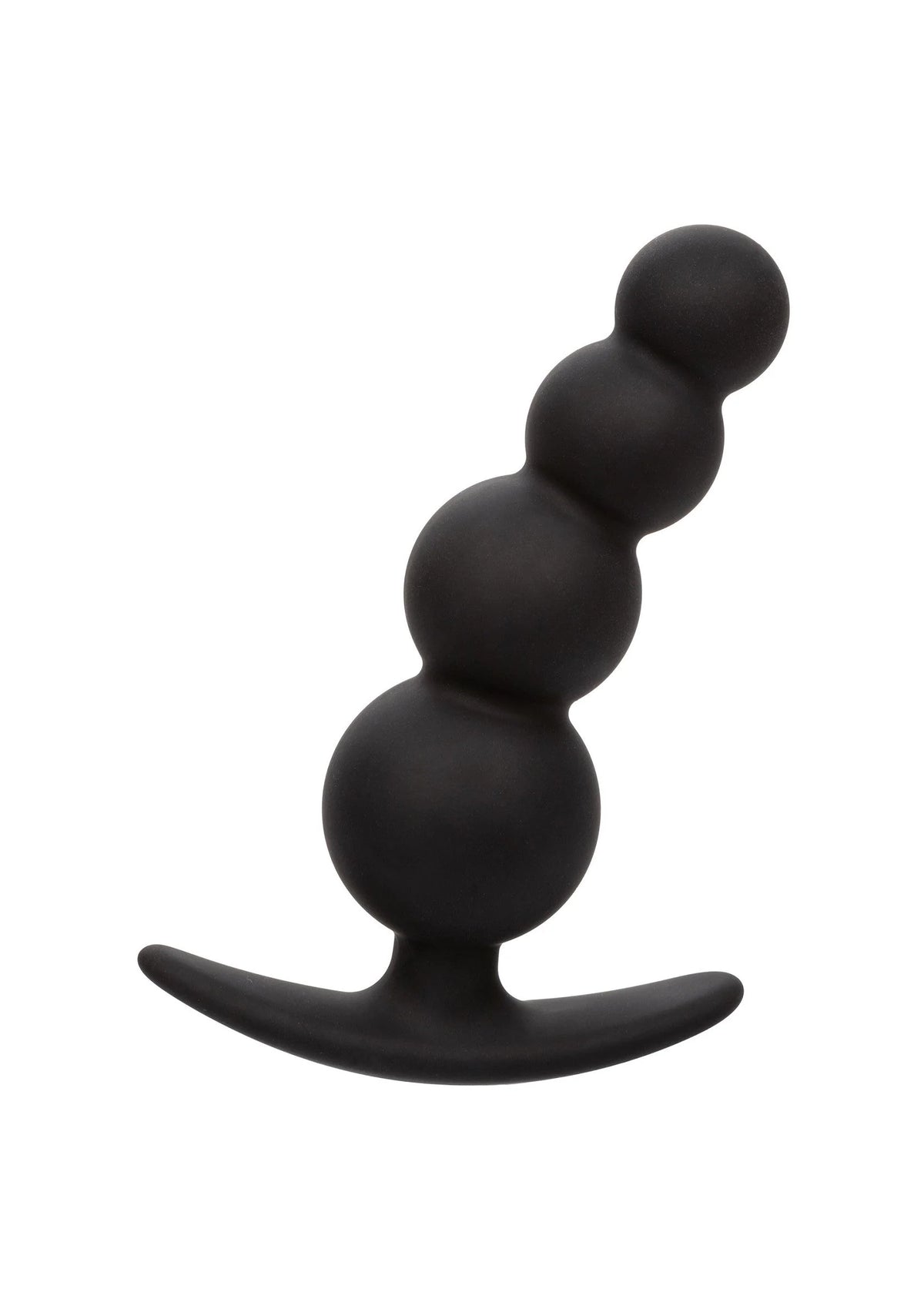 CalExotics beaded anale plug: drie zwarte bollen met gebogen onderkant.