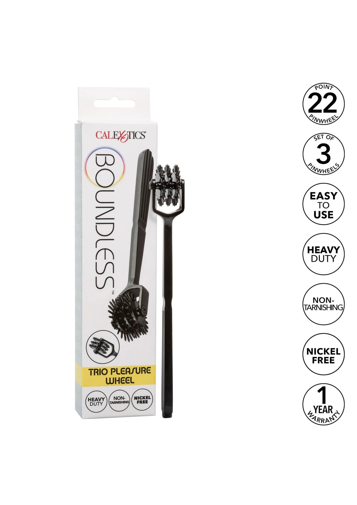 CalExotics genotwiel met zwart handvat en roterende 3-kops stimulators (22 punten).