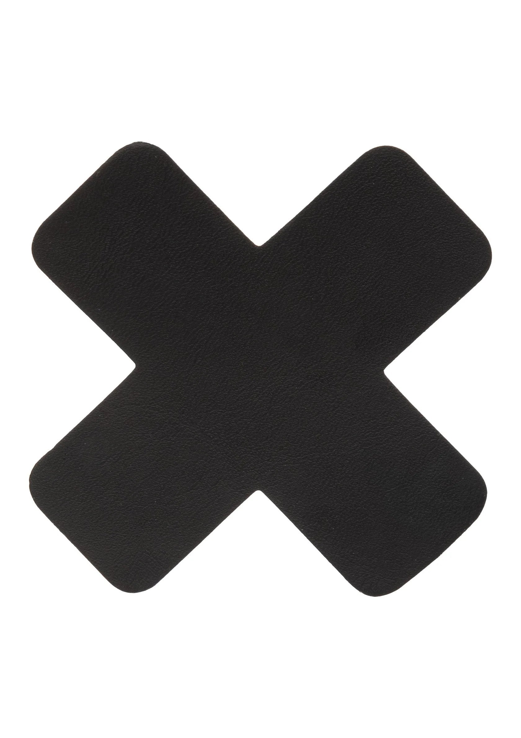 Zwarte kruisvormige borstbedekking met V-insnijding, matte en gladde look