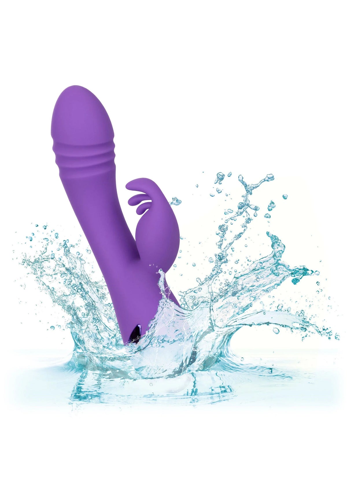 Paarse siliconen duo-vibrator met waterplons, afgeronde vorm