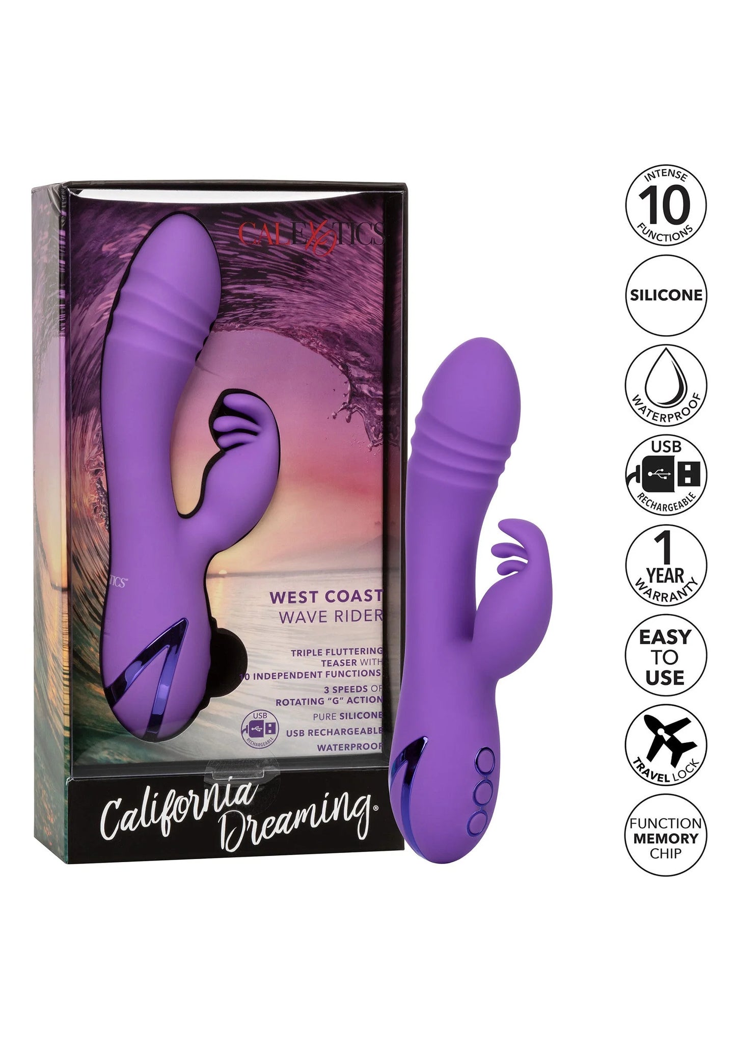 CalExotics doos met paarse siliconen duo-vibrator