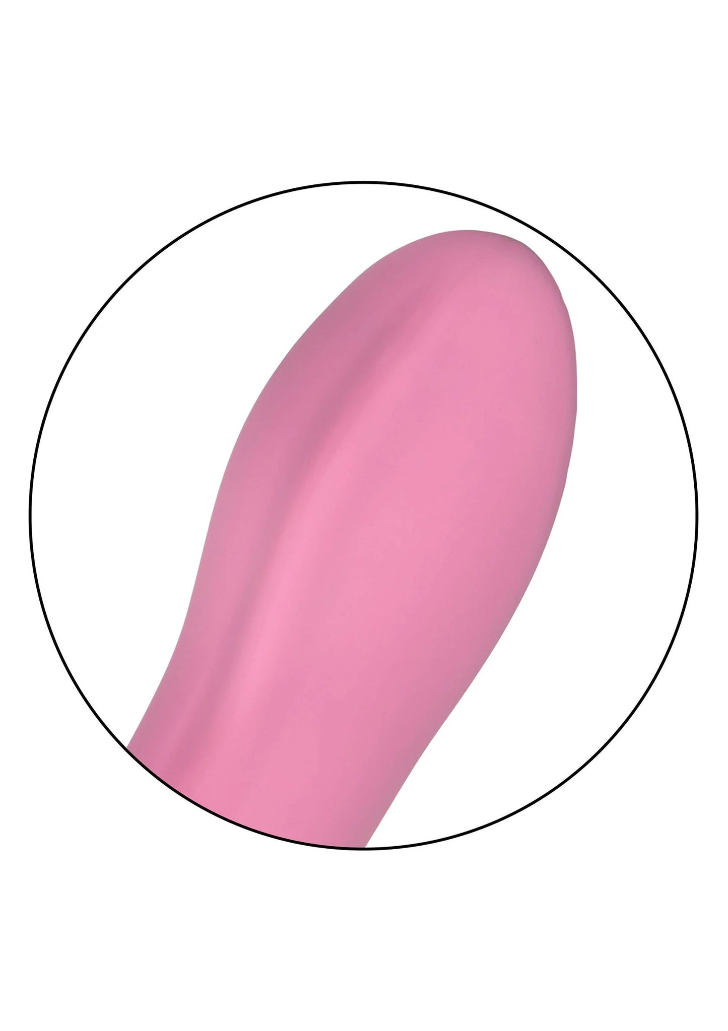 Roze dual-sided massager vibrator close-up van de zijkant; afgeronde contouren.