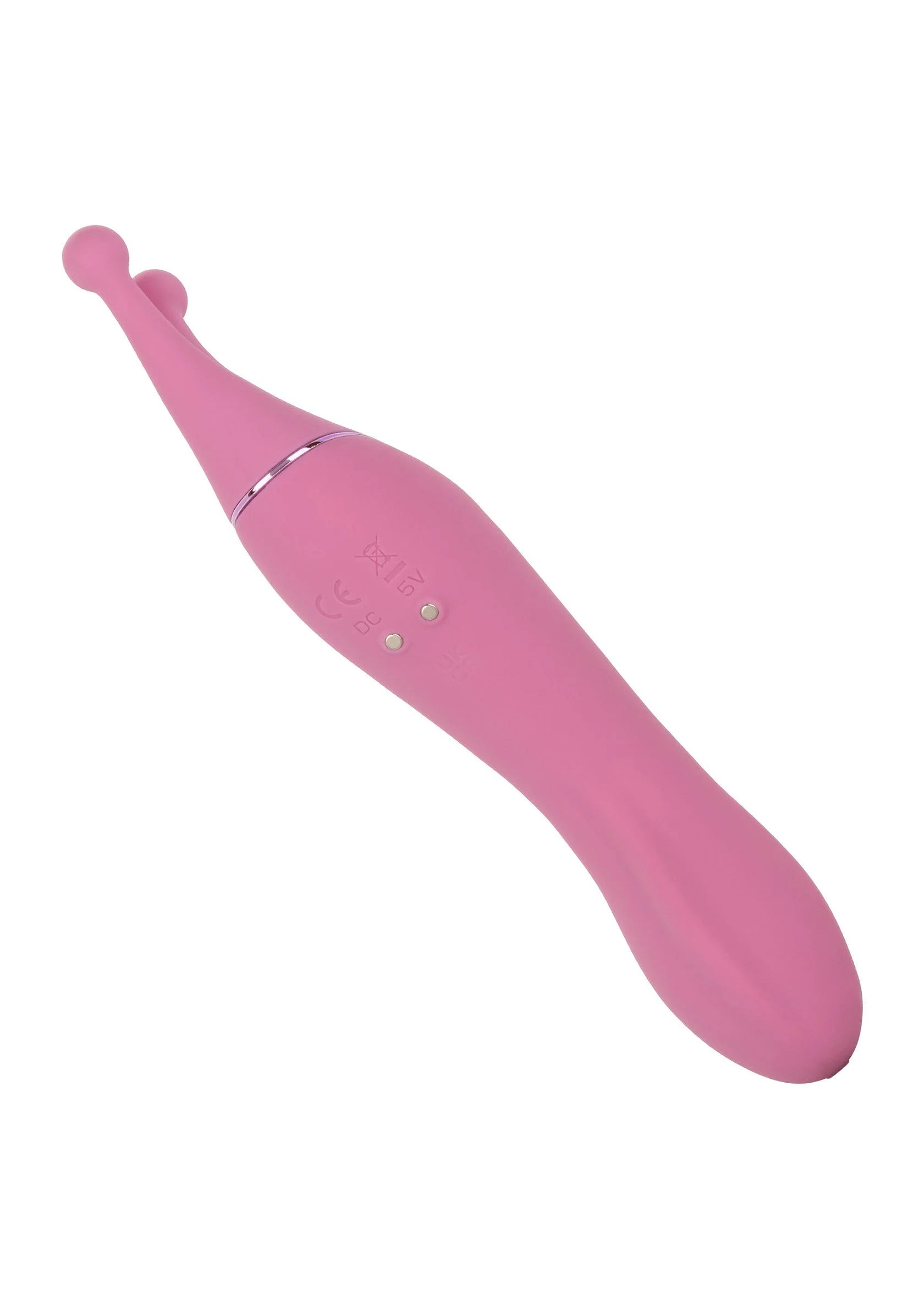 Roze gebogen vibrerende tip met twee ronde koppen