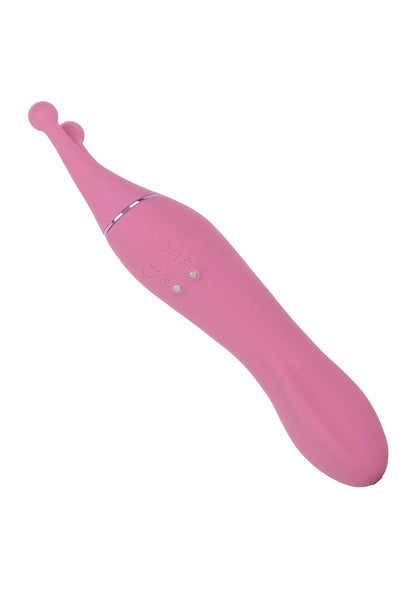 Roze gebogen vibrerende tip met twee ronde koppen