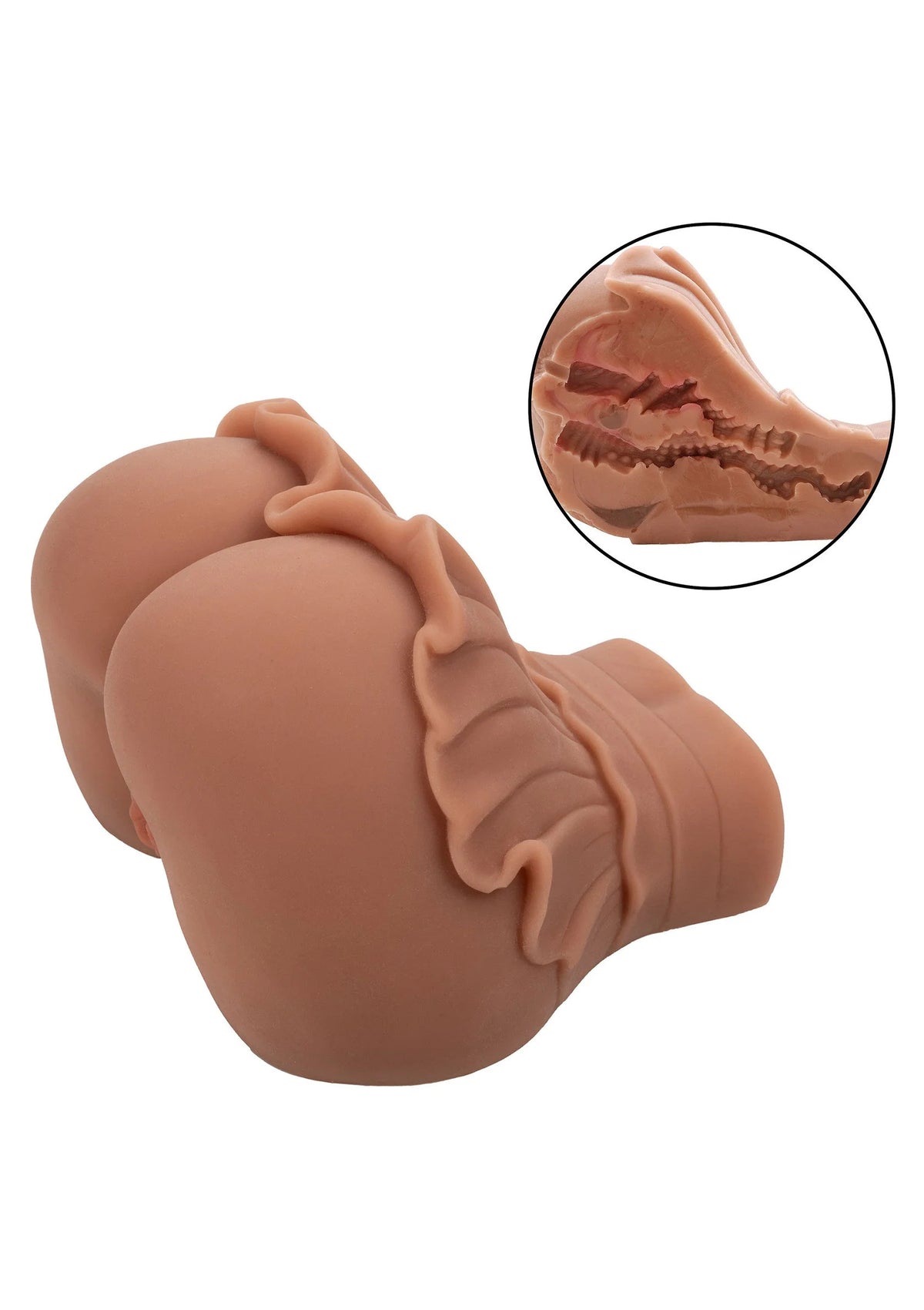 Huidkleurige sextoy met voelbare randen en textuur op oppervlak