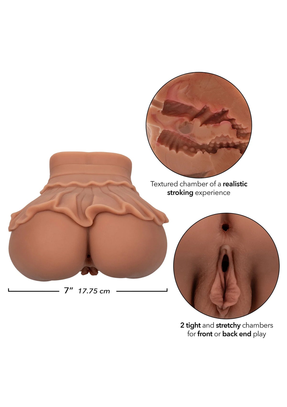 Huidkleurige realistischer sextoy met textuur en twee openingen