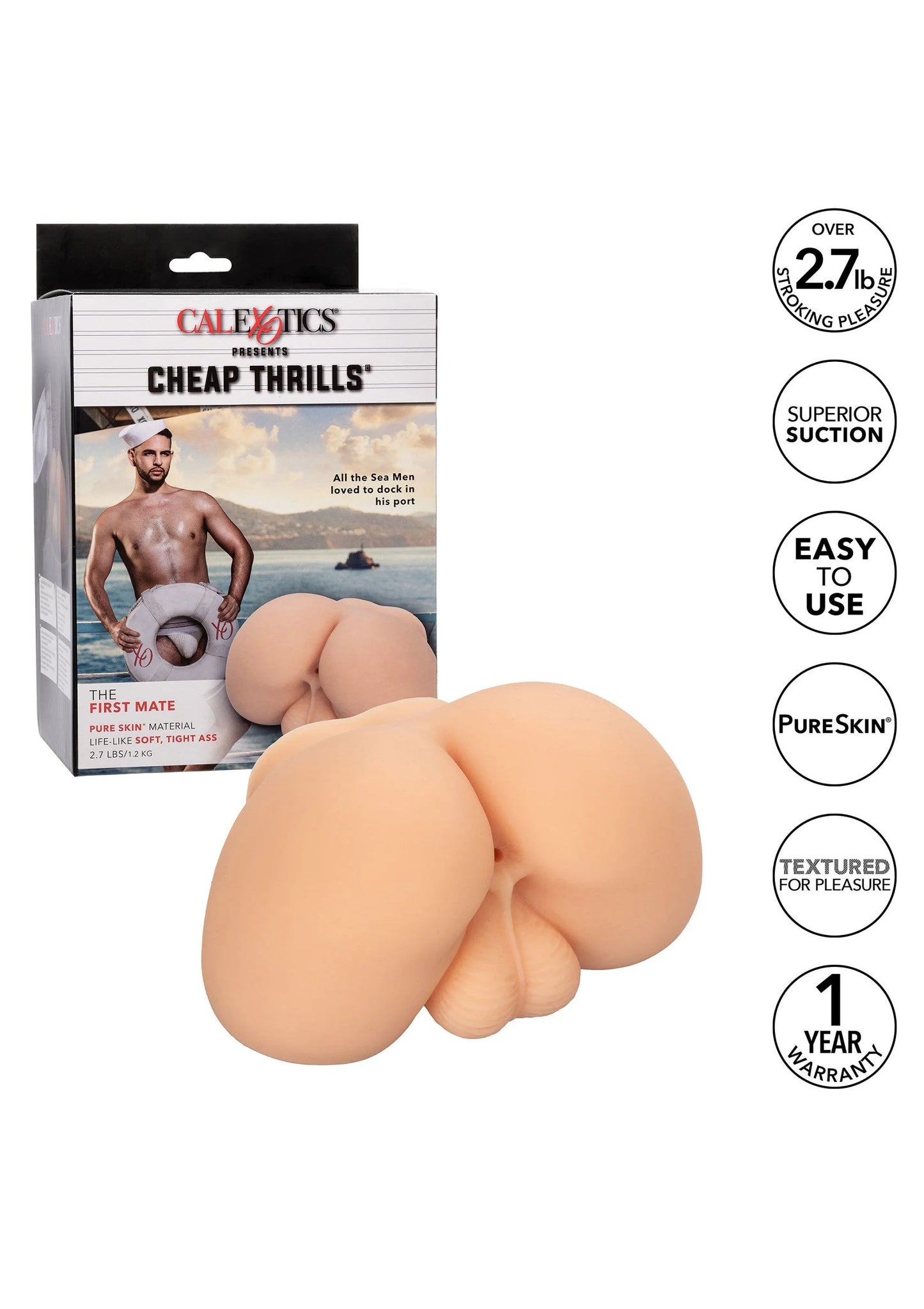 Vleeskleurige masturbator met verpakking van CALExotics Cheap Thrills First Mate