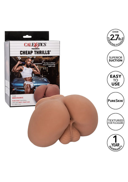 Realistische masturbator in huidskleur, met CalExotics Cheap Thrills verpakkingsdoos.