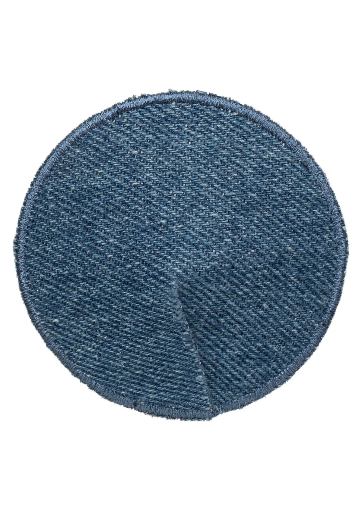 Ronde denim pastie, donkerblauw, met V-vormige naad in het midden