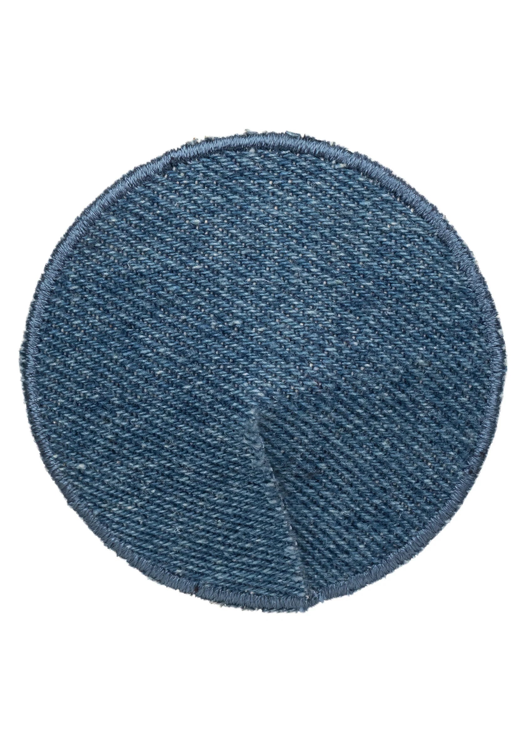 Ronde denim pastie, donkerblauw, met V-vormige naad in het midden