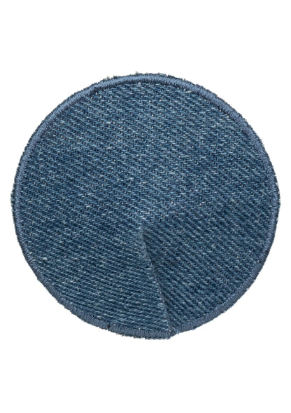 Ronde denim pastie, donkerblauw, met V-vormige naad in het midden