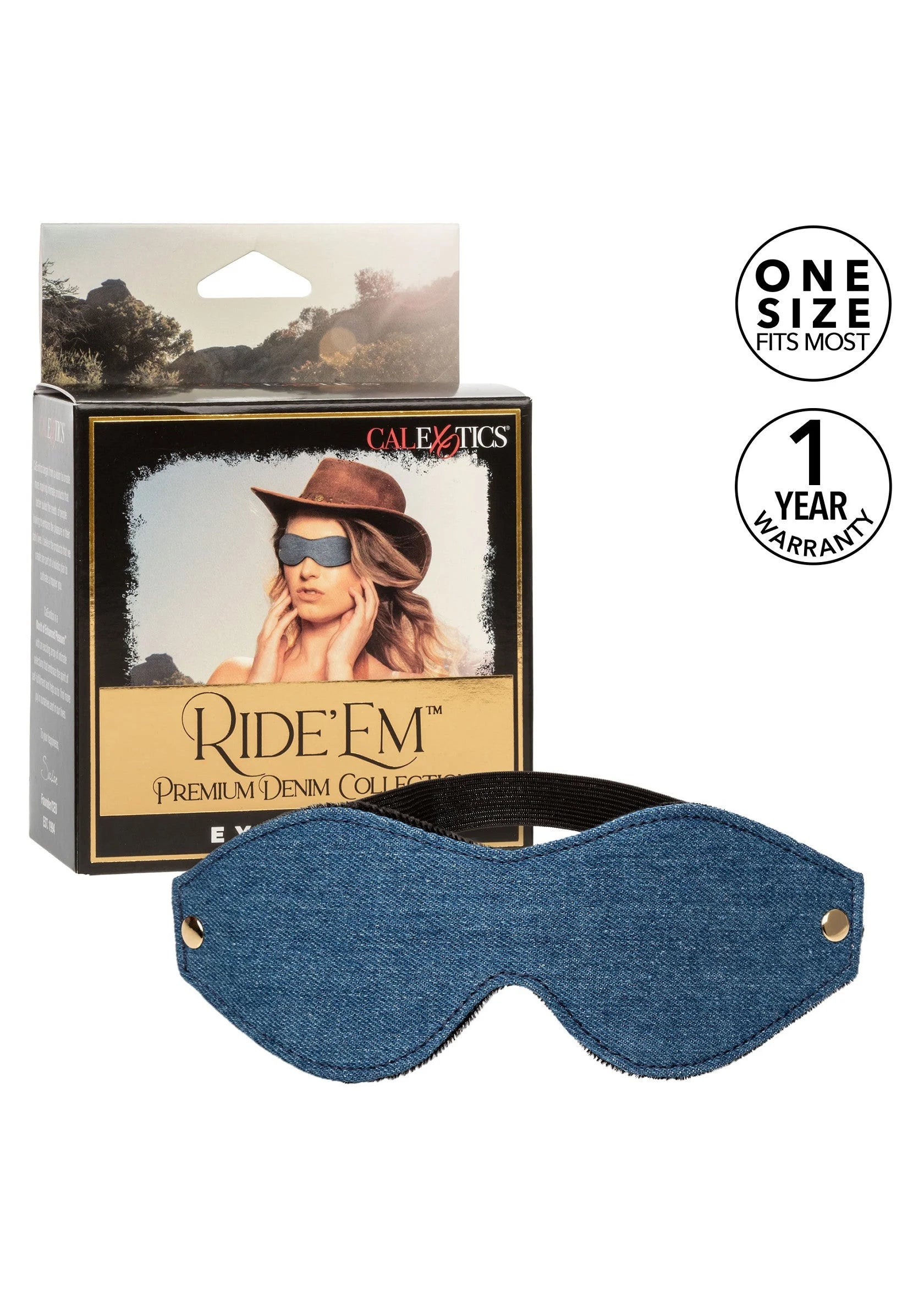 Beste vandaag nog: Ride 'em Premium Denim Collection Eye Mask by CalExotics - bij Happytoys