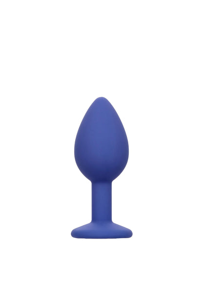 Blauwe anale plug met druppelvormig uiteinde en platte voet