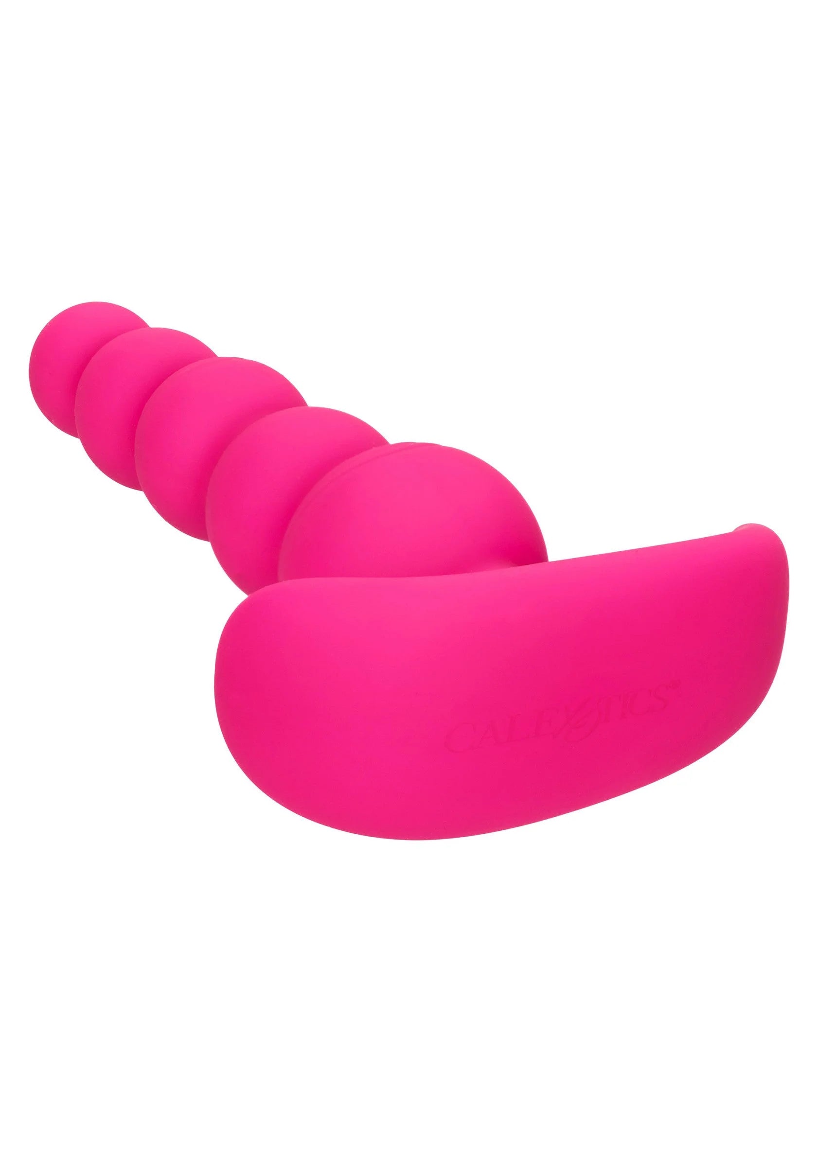 Roze anale plug met 5 kralen en ronde, brede basis