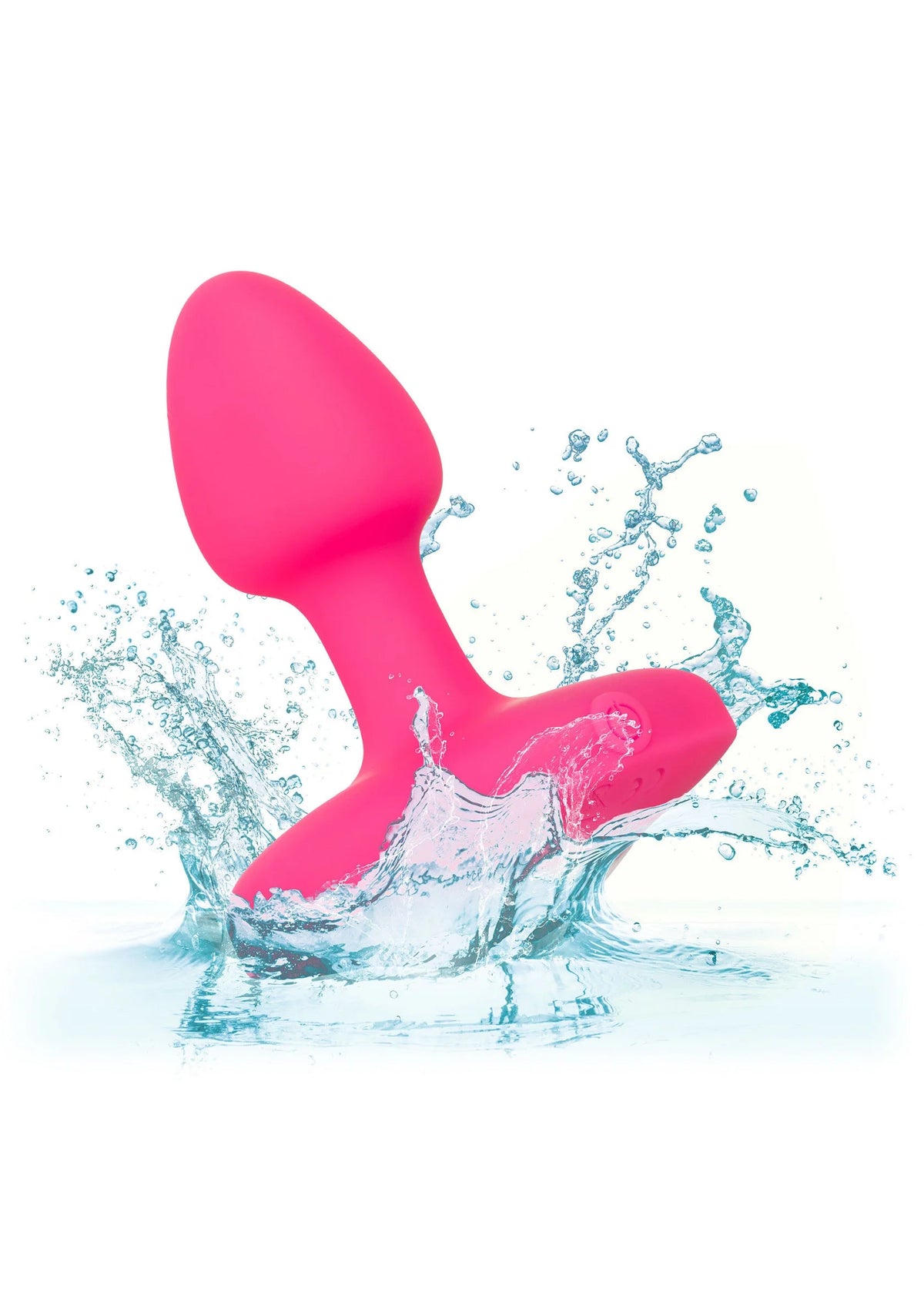 Roze vibrerende probe met waterdruppels rondom de afgeronde basis en top