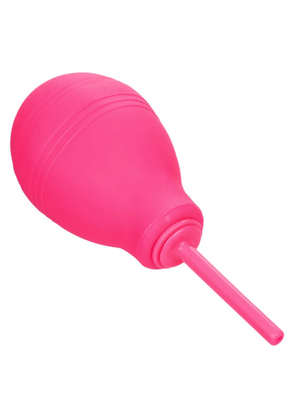 Roze douchebol met opzetmond vanaf de zijkant