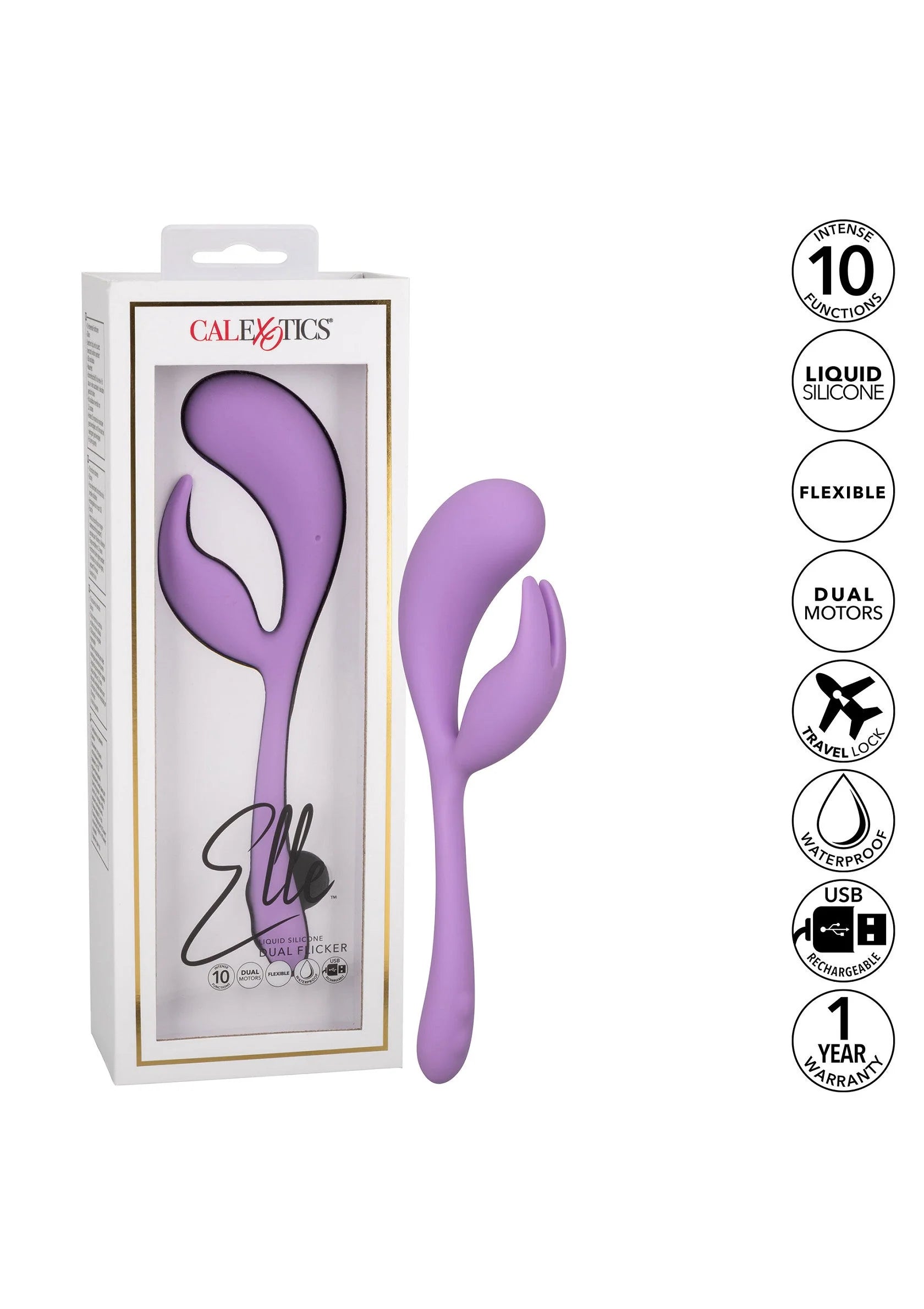 Beste vandaag nog: Elle Liquid Silicone Dual Flicker Vibrator by CalExotics - bij Happytoys