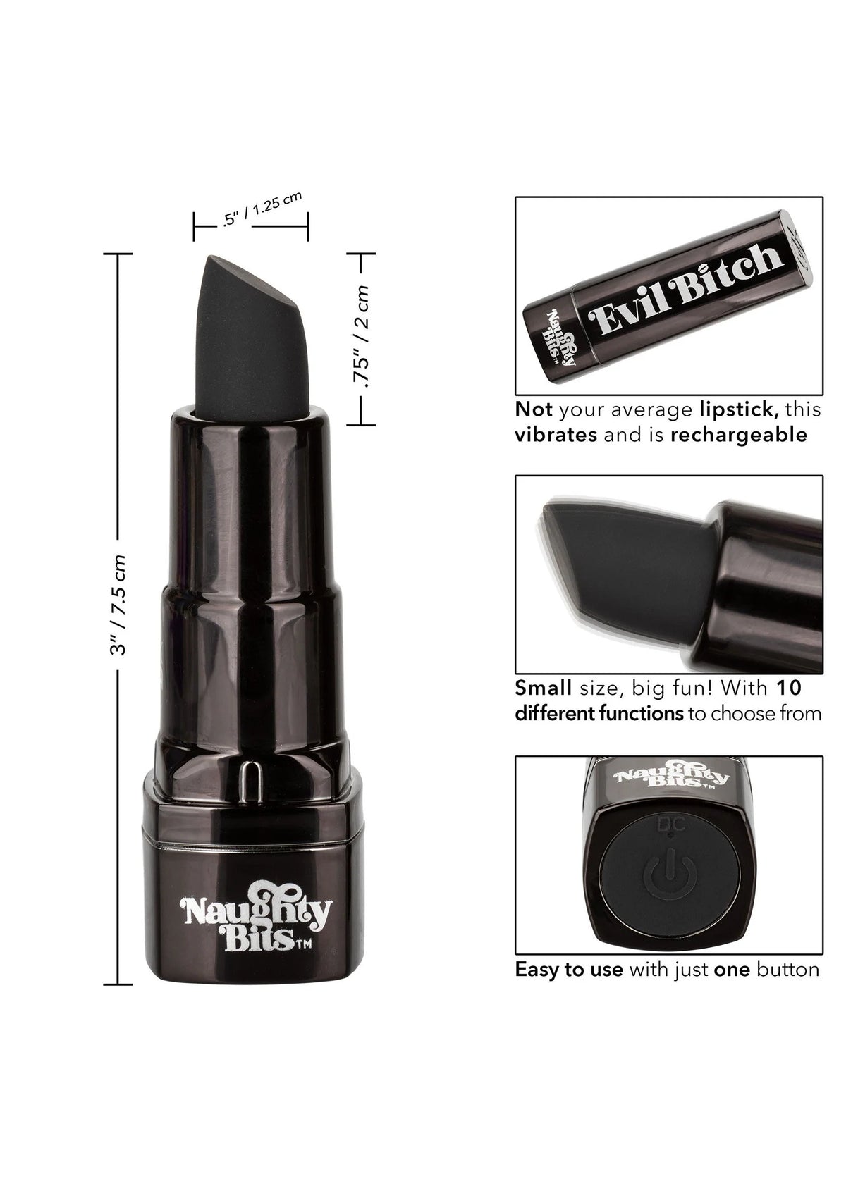 Beste vandaag nog: Naughty Bits Evil Bitch Lipstick Vibrator by CalExotics - bij Happytoys