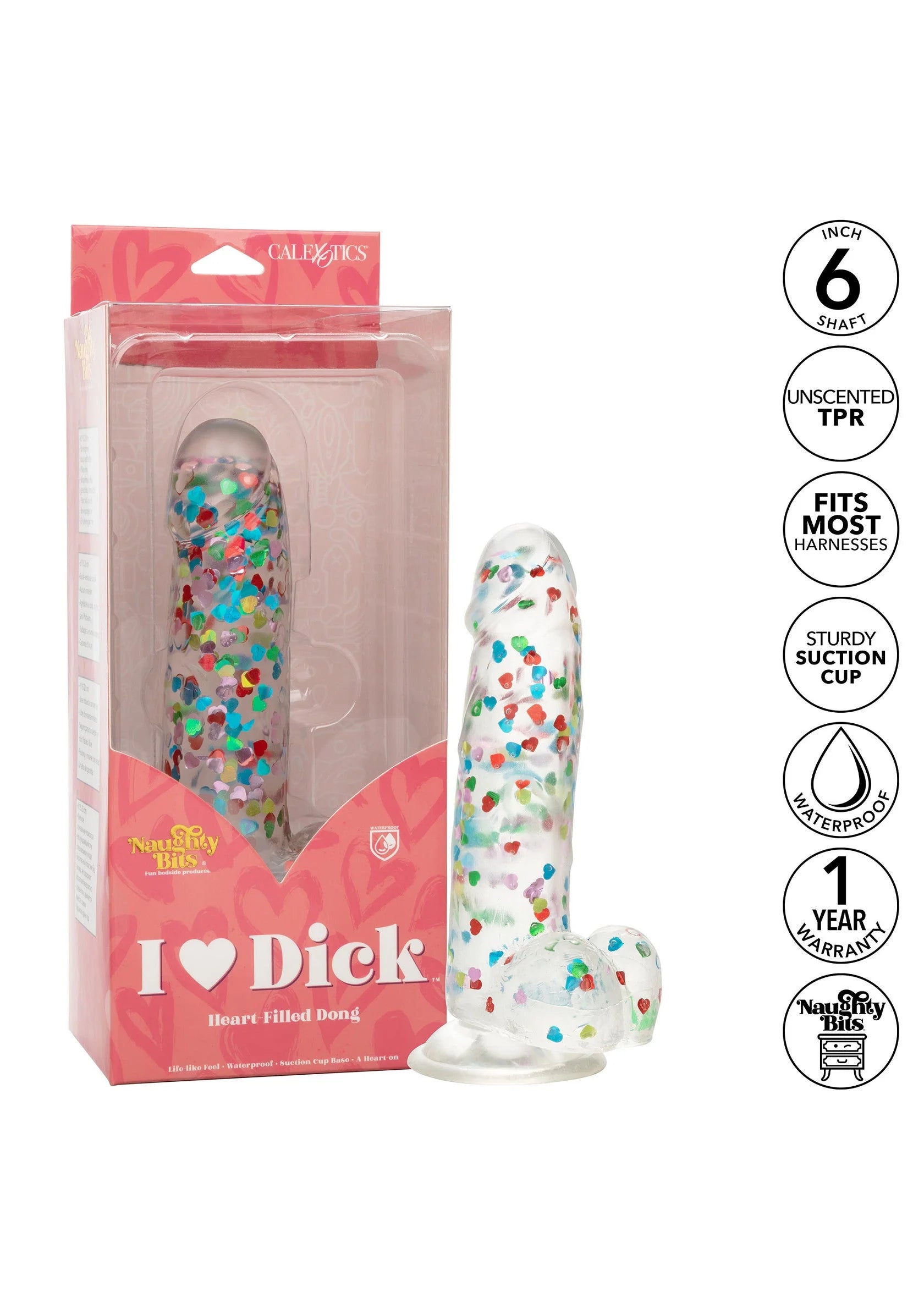 Beste vandaag nog: Naughty Bits I Love Dick Heart - filled Dong by CalExotics - bij Happytoys
