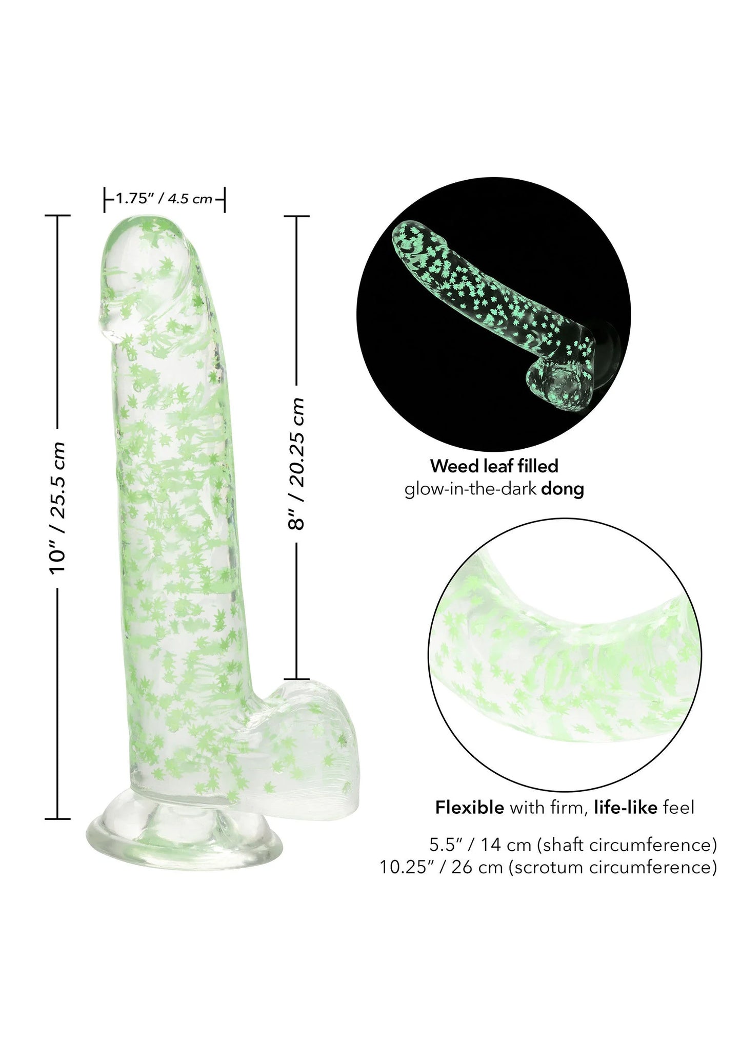Beste vandaag nog: Naughty Bits I Leaf Dick Glow - In - The - Dark Weed Leaf Dildo by CalExotics - bij Happytoys