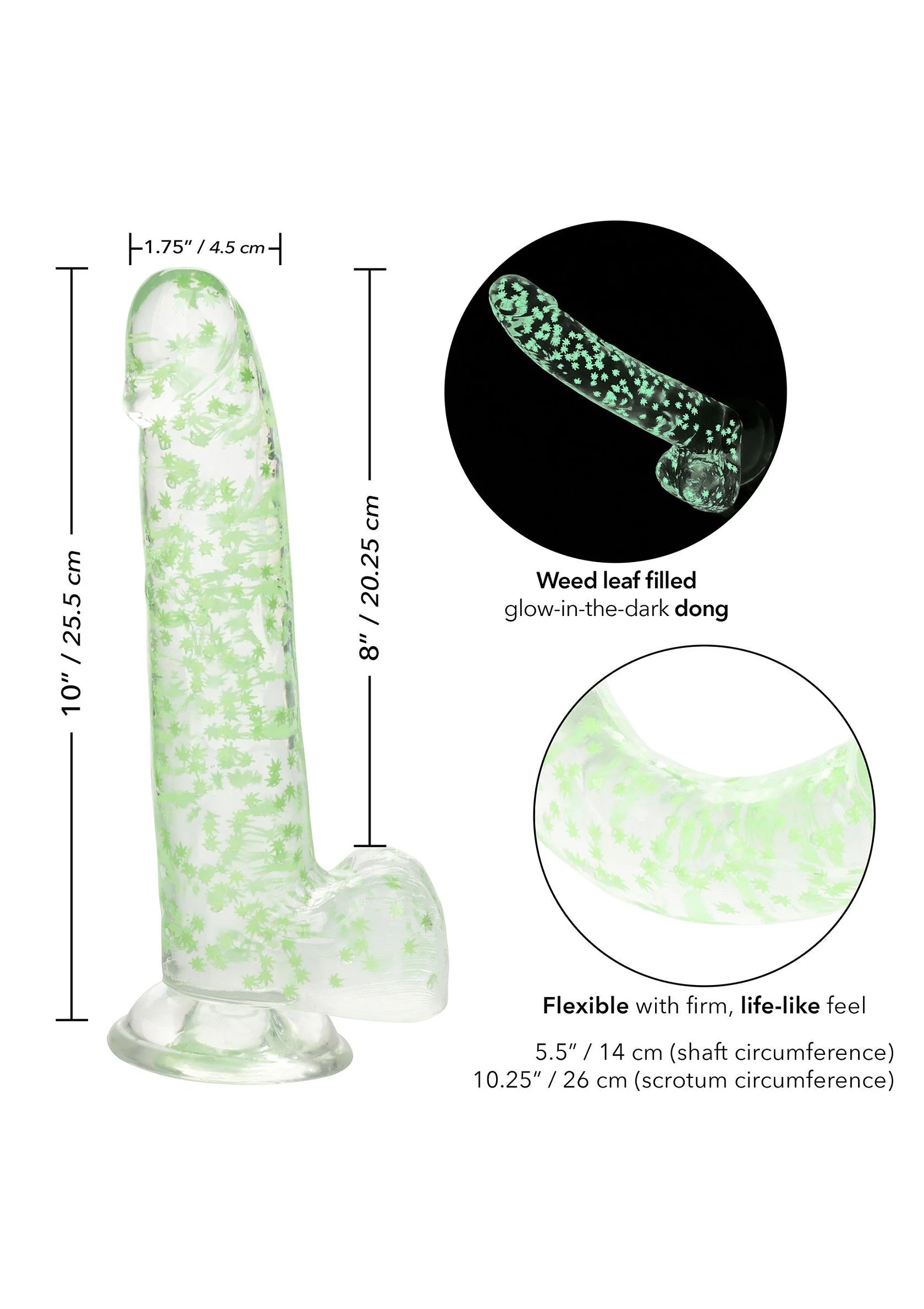 Beste vandaag nog: Naughty Bits I Leaf Dick Glow - In - The - Dark Weed Leaf Dildo by CalExotics - bij Happytoys