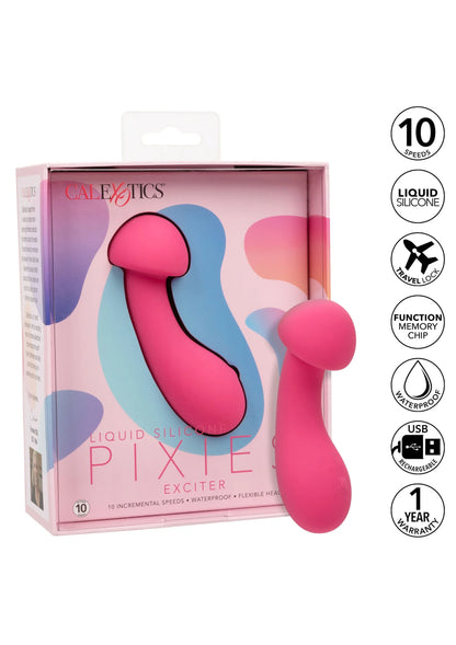 CalExotics doos met roze siliconen exciter-vibrator en extra toestel op beeld