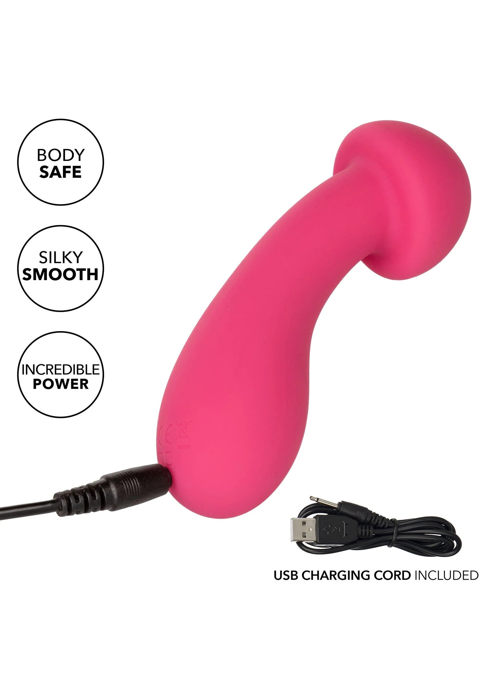 Roze siliconen exciter-vibrator met usb-oplaadkabel
