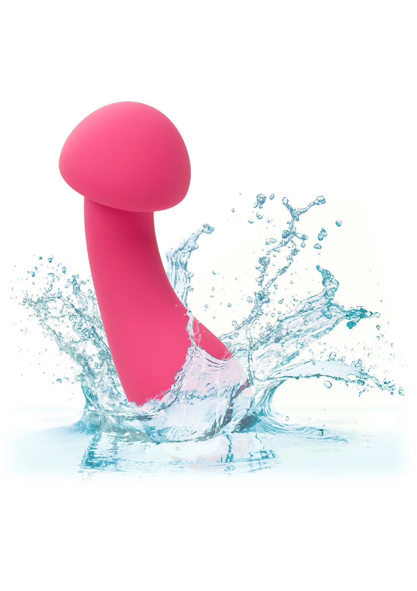 Roze siliconen exciter-vibrator met waterdruppels rondom