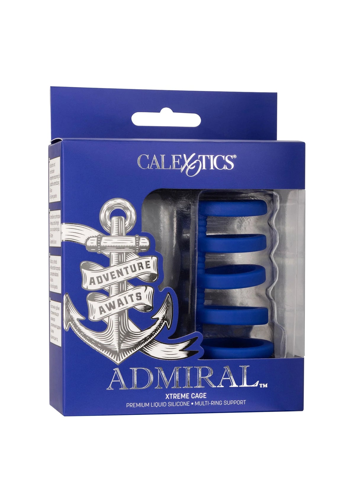 CalExotics Admiral cockkooi verpakking met blauwe multi-ringen.