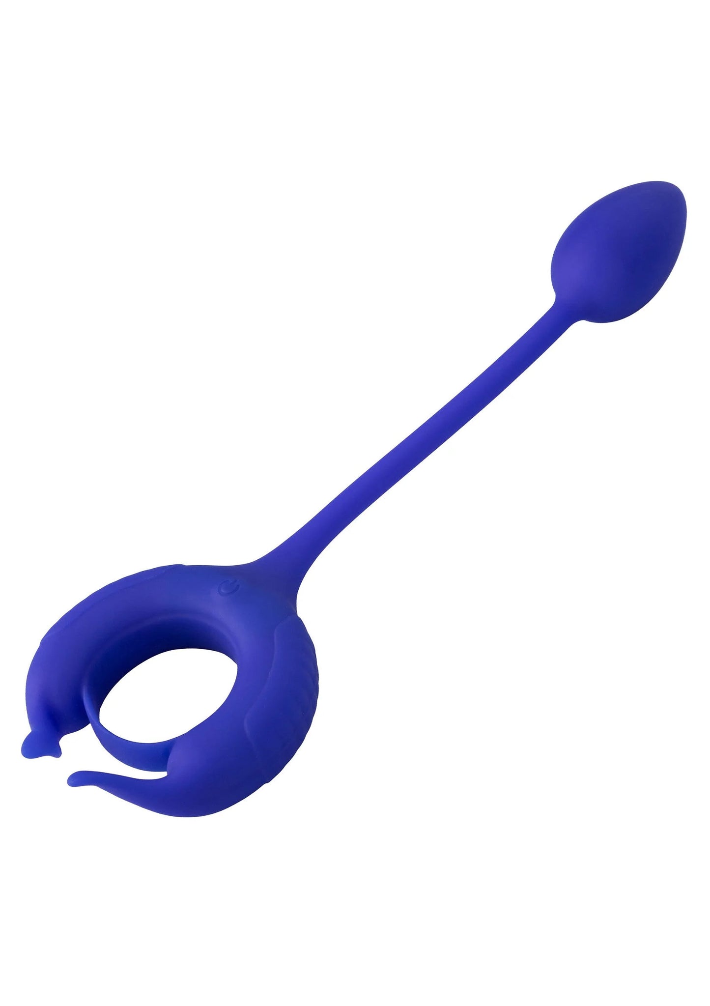 Blauwe cockring met lange steel en ronde kop, brede ringbasis