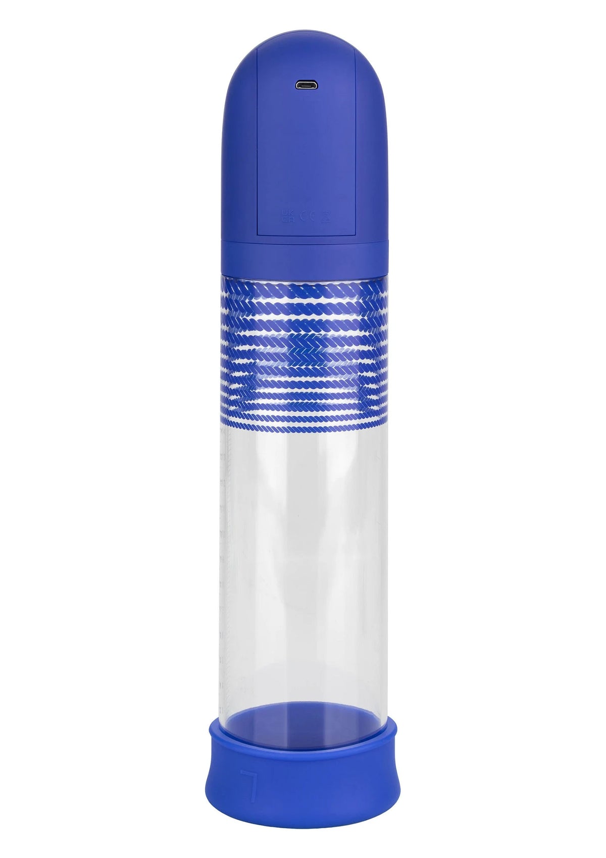 Oplaadbare pompcilinder met blauwe kap, gaasband en onderring