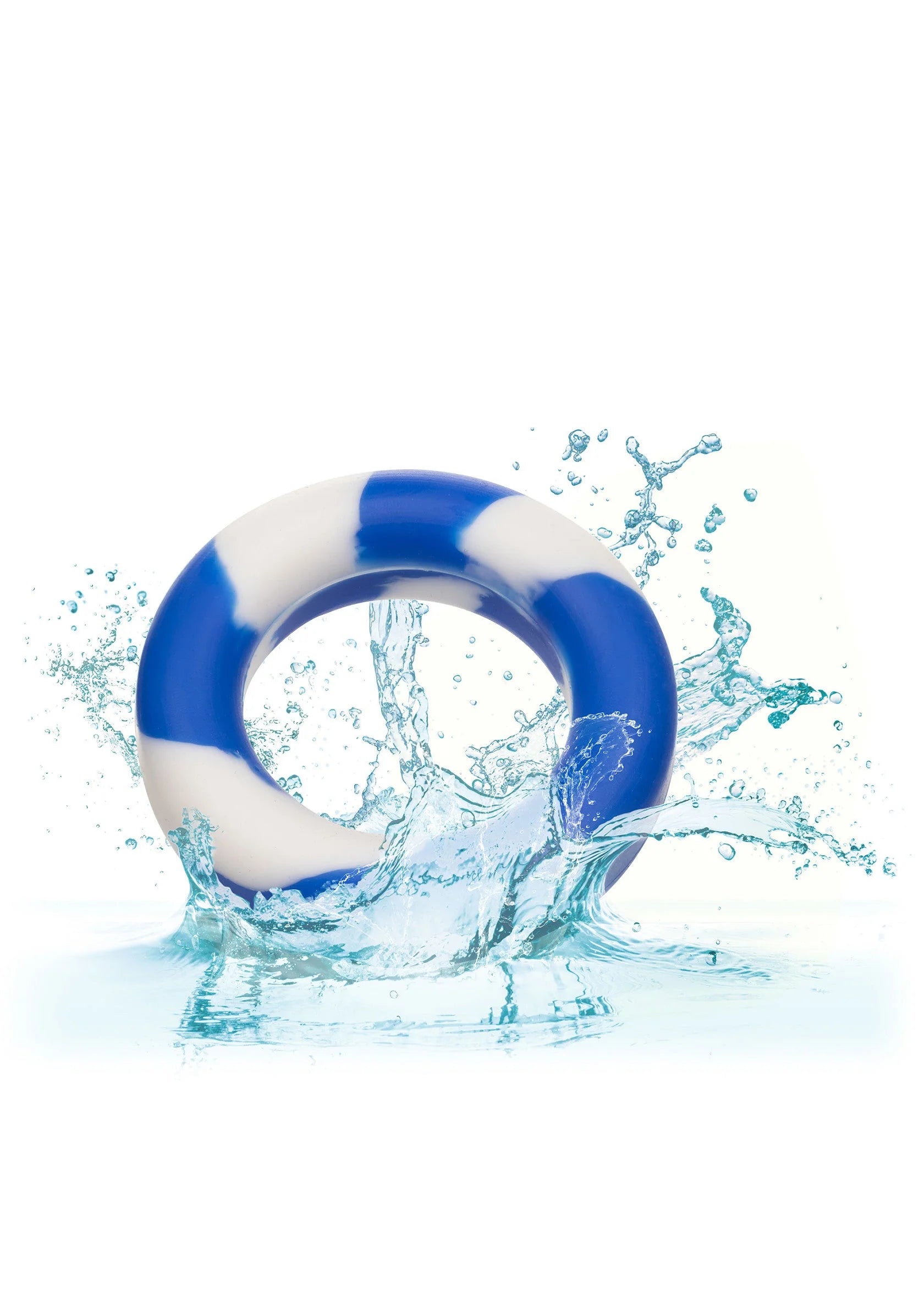 Blauwe en witte siliconen ring met water-splash effect rondom het midden