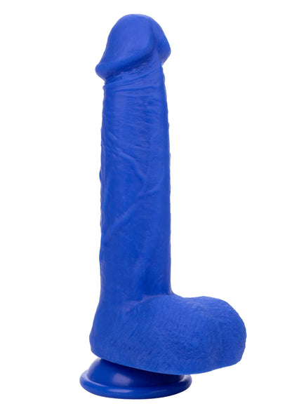 Blauwe vibrerende kapiteinsvibrator, overzicht van boven en brede basis