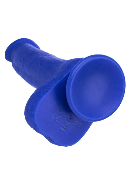Blauwe vibrerende kapiteinsvibrator met afgeronde kop en zuignapbasis