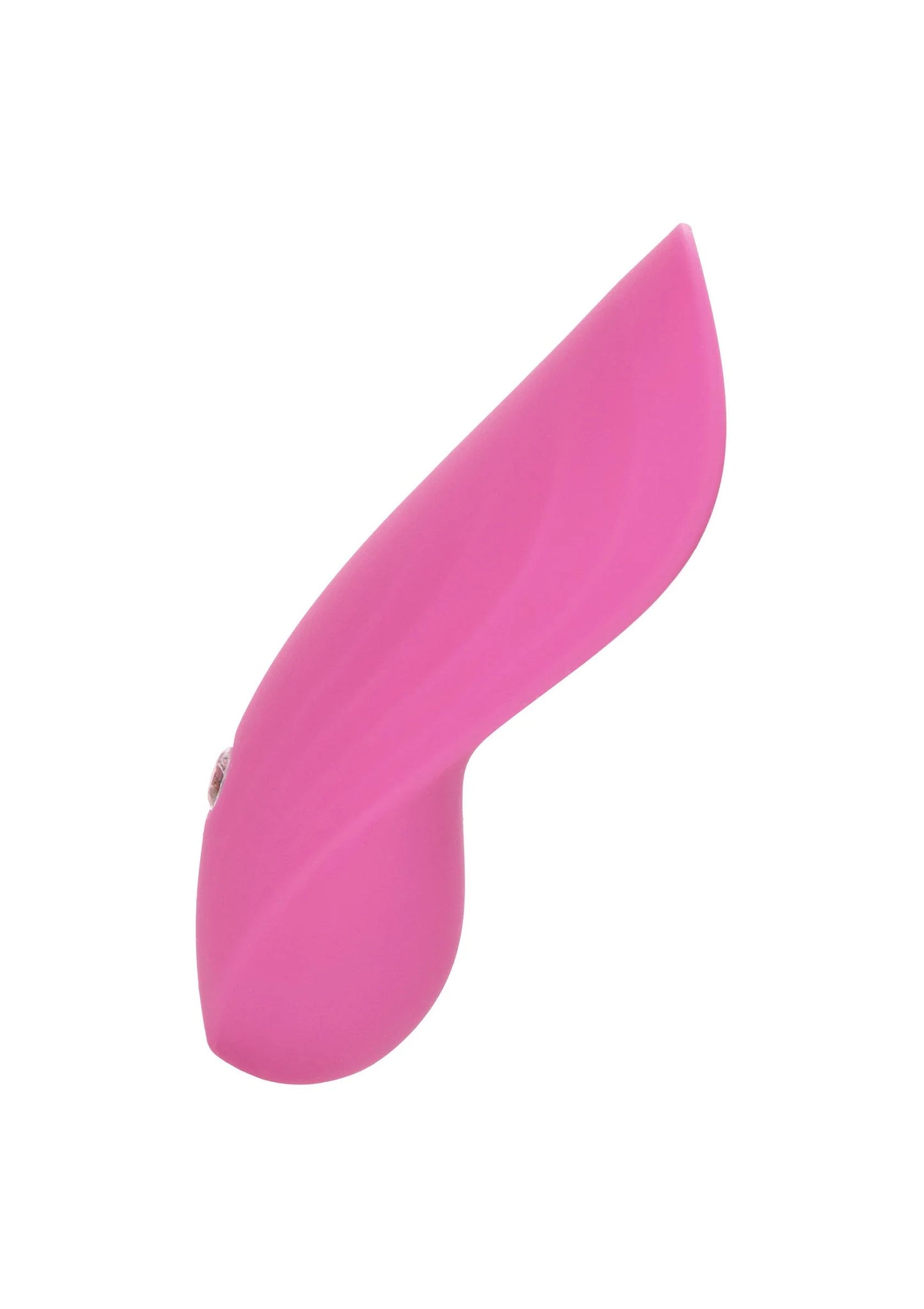 Roze vingervibrator, zijaanzicht met glanzende metalen inzet