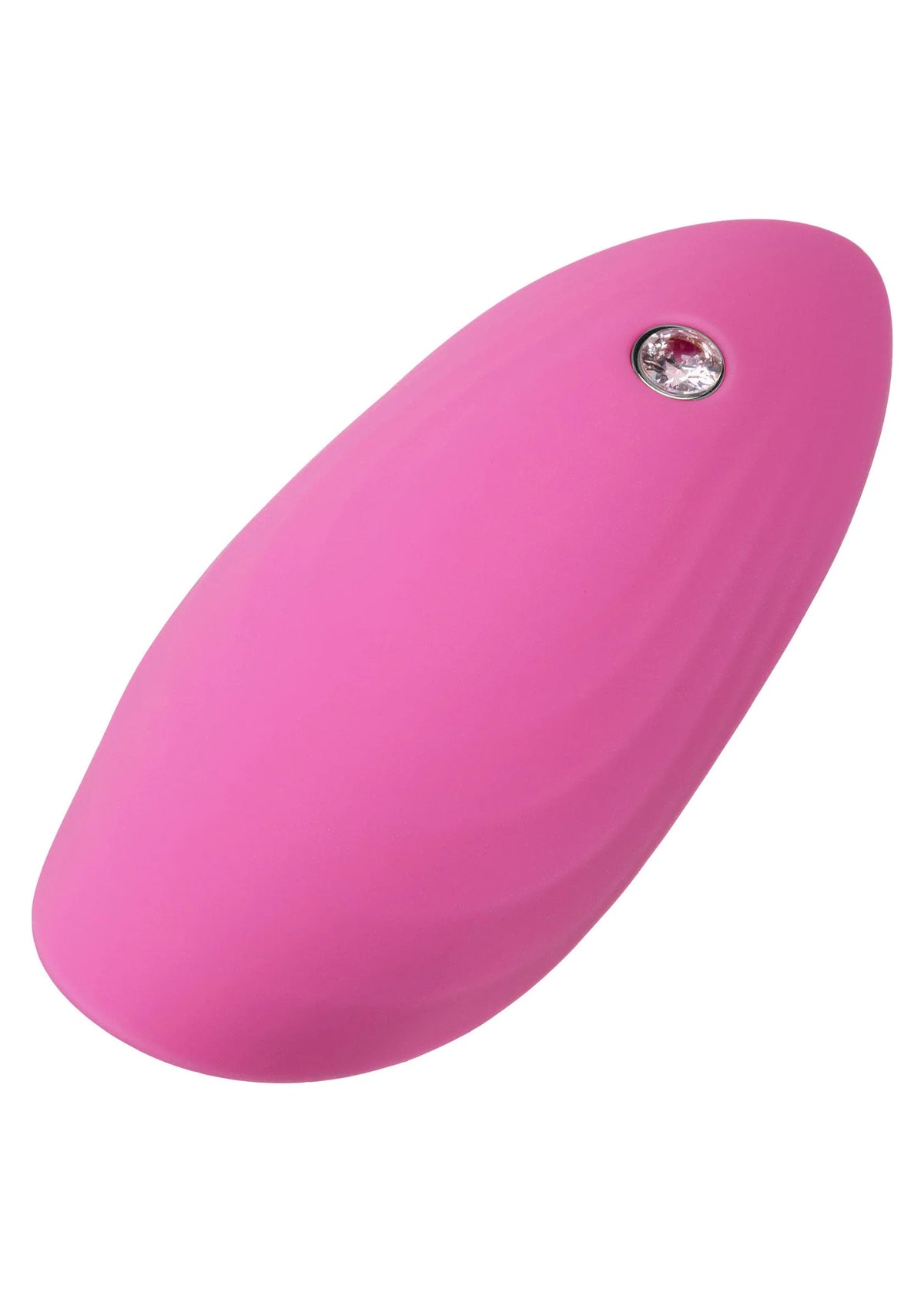 Roze vingervibrator close-up met ronde metalen inzet op de bovenkant