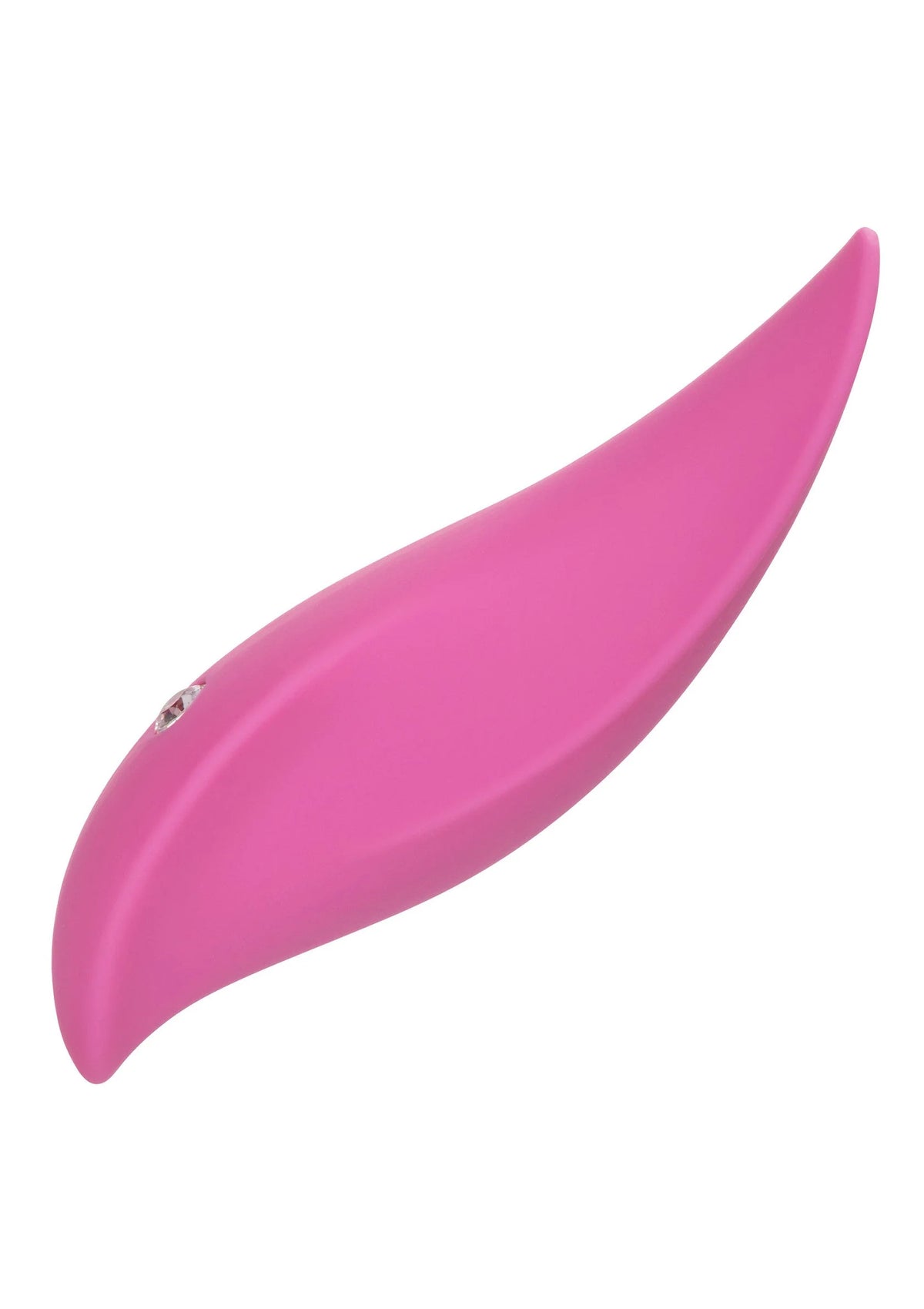 Roze vibrator met puntige top en brede onderzijde, zijprofiel