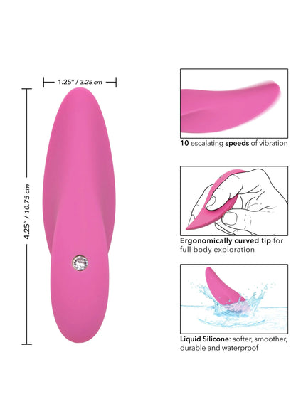 Roze vibrator met gladde ovale vorm en zilverkleurige knop
