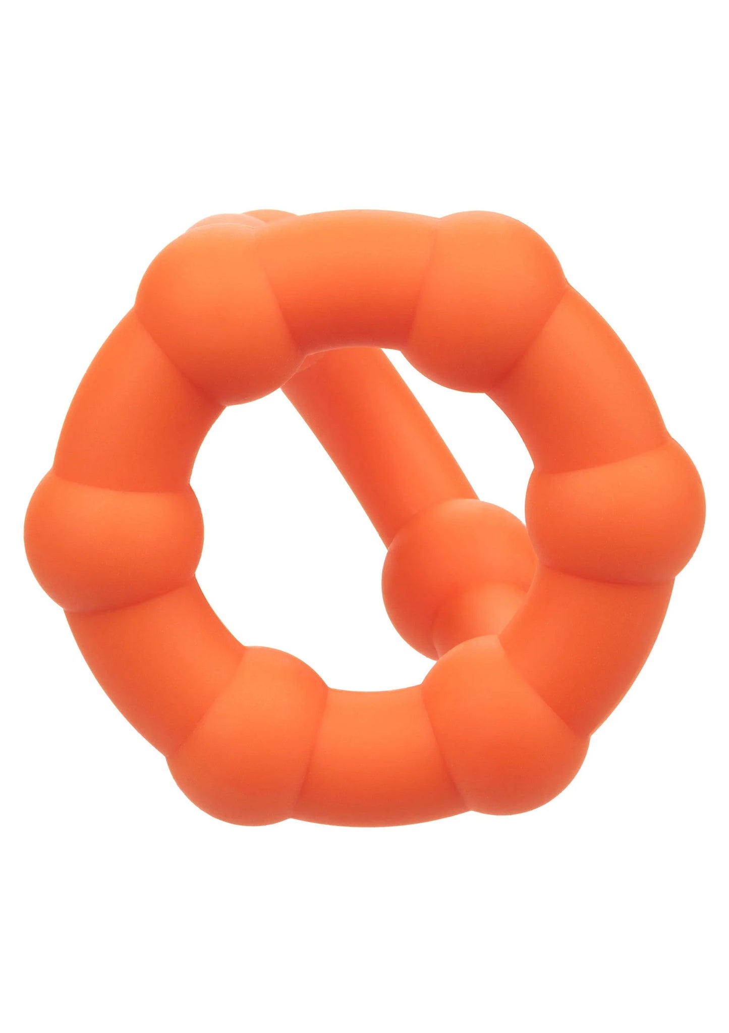Oranje siliconen ring close-up met afgeronde segmenten en open midden