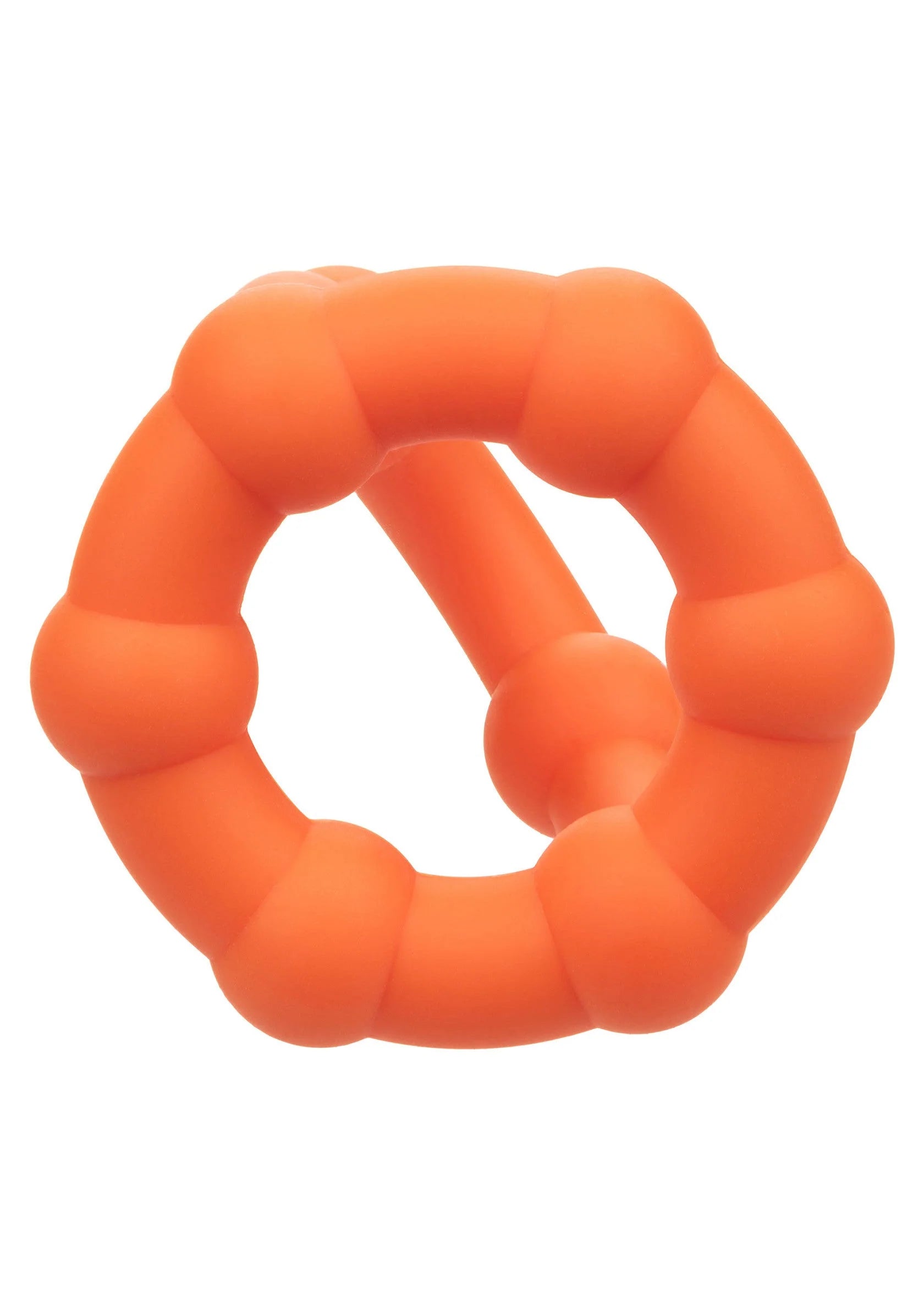 Oranje siliconen ring close-up met afgeronde segmenten en open midden