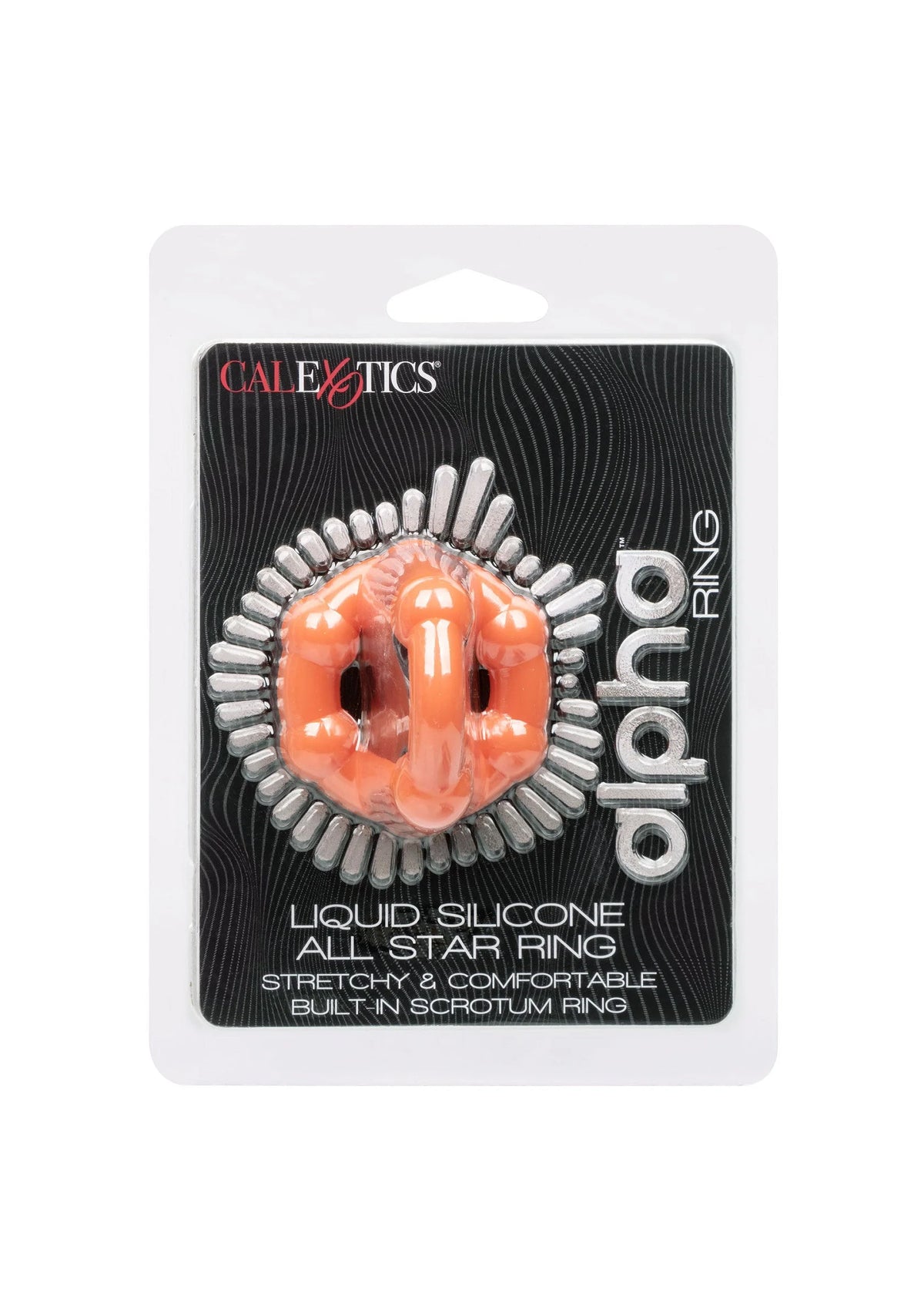 CalExotics vloeibare siliconen all star ring in verpakking met oranje kern