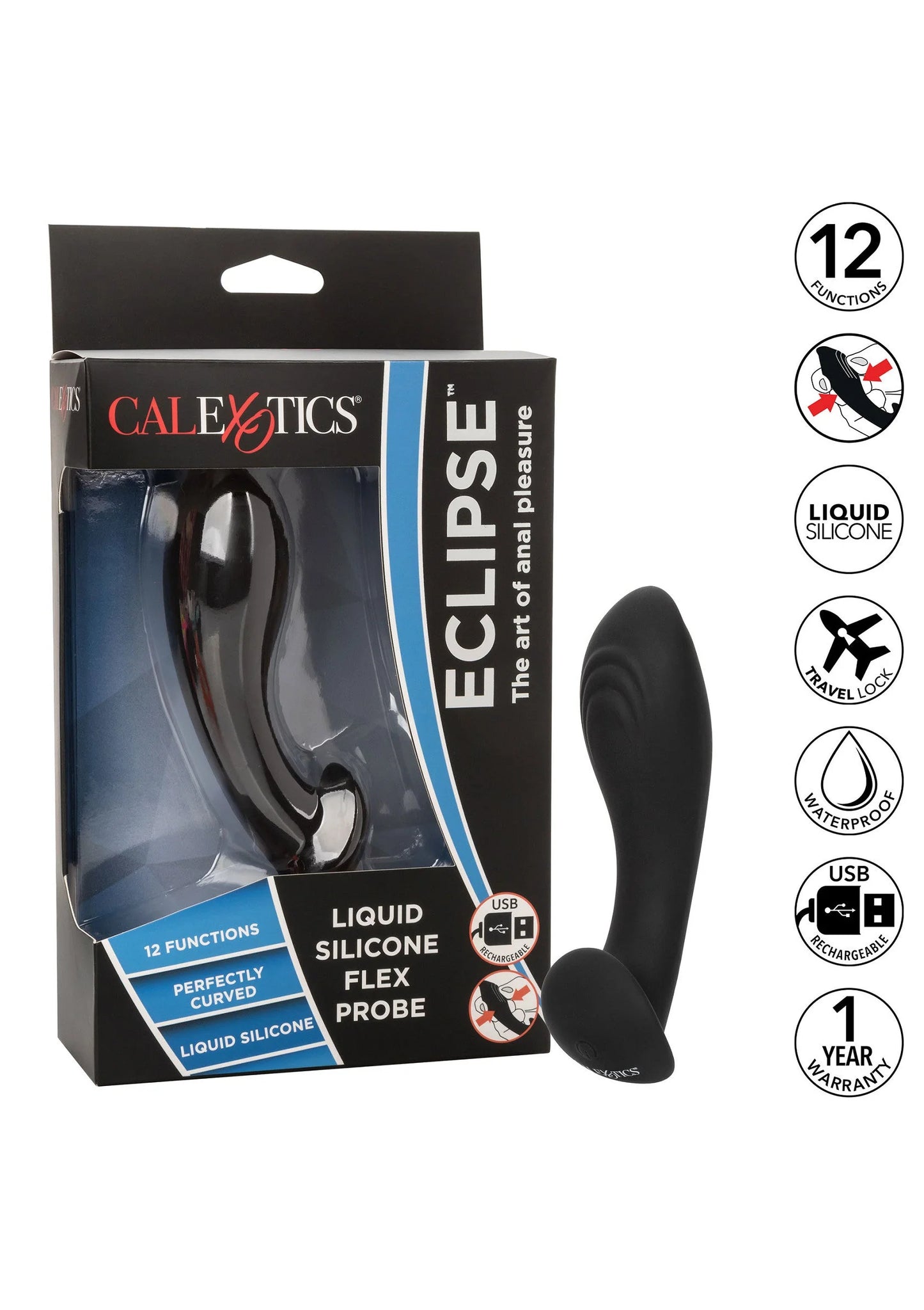 Beste vandaag nog: Eclipse Liquid Silicone Flex Probe Vibrator by CalExotics - bij Happytoys