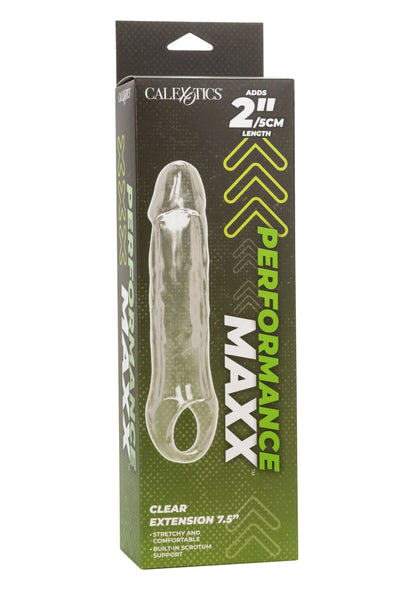 Verpakking van CalExotics transparante penisextender, 7,5 inch.
